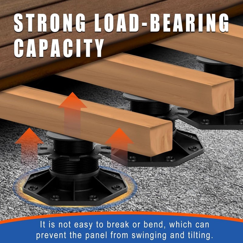 MCCKLE 24Pack Adjustable Deck Support Pedestal Paver, Deck Blocks Deck Foundation Base Support Height Adjustment Raising from 1-3/16" to 2-3/8" by - Image 3